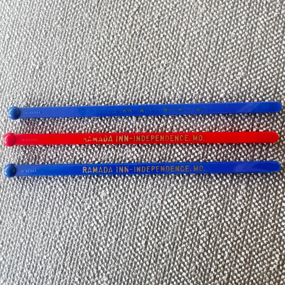 Vintage Ramada Inn Swizzle Sticks, Independence Missouri Retro Barware Mancave